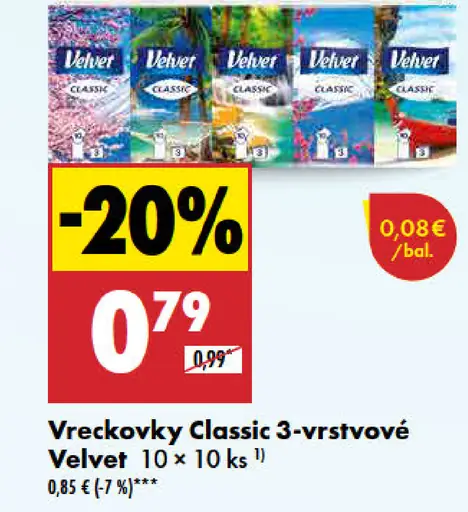 Velvet Vreckovky Classic 3-vrstvové