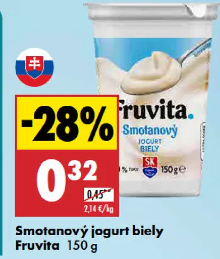 Fruvita smotanový jogurt biely