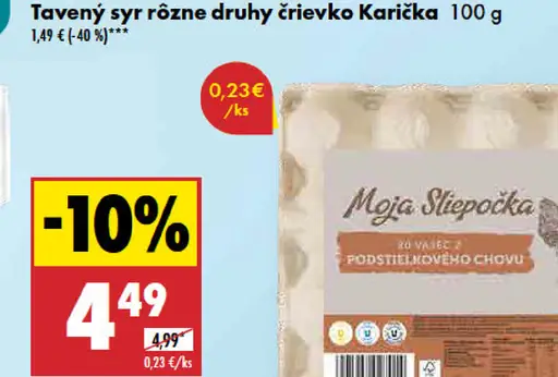 Karička Tavený syr rôzne druhy