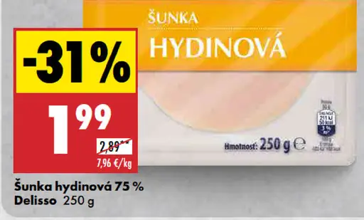 Delisso Šunka hydinová 75 %