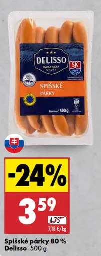 Delisso Spišské párky 80 %