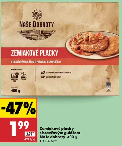 Naše Dobroty Zemiakové placky s bravčovým guľášom