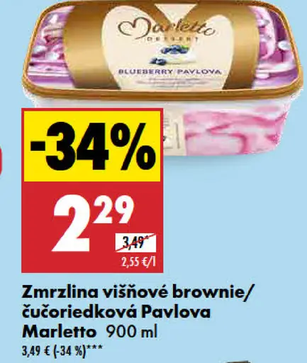 Marletto zmrzlina višňové brownie/čučoriedková Pavlova