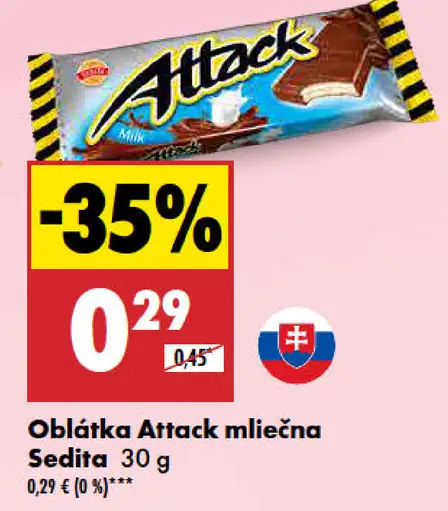 Oblátka Attack mliečna