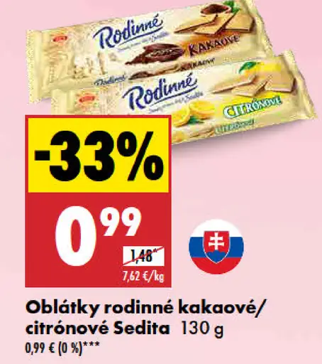 Oblátky rodinné kakaové/citrónové
