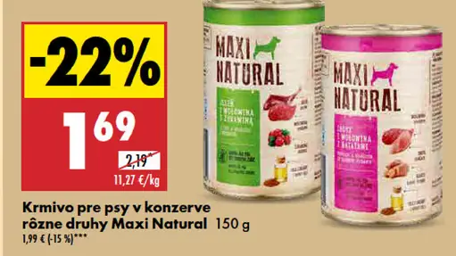 Maxi Natural krmivo pre psy v konzerve rôzne druhy