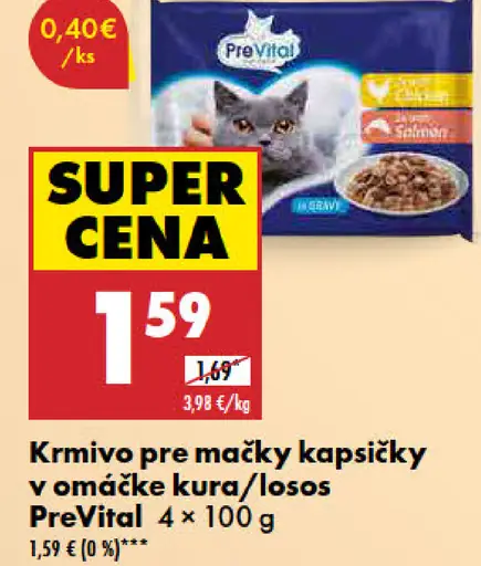 PreVital kura/losos kapsičky pre mačky v omáčke