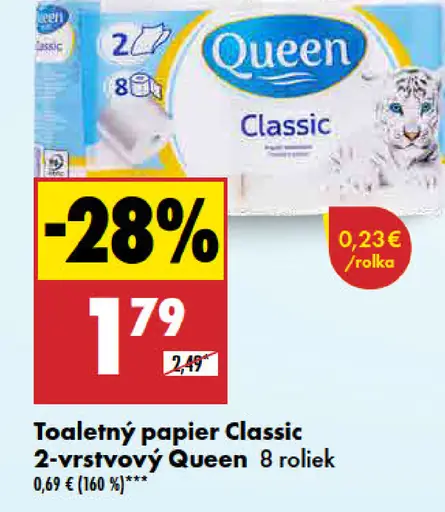 Queen Toaletný papier Classic 2-vrstvový