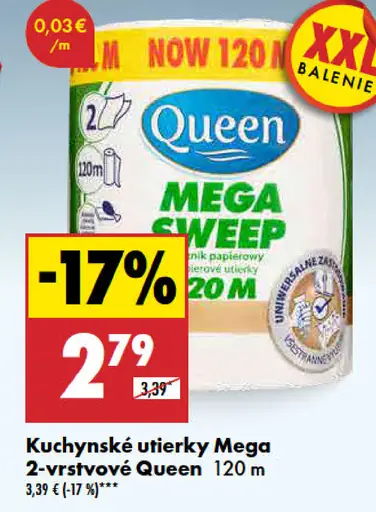 Queen Kuchynské utierky 2-vrstvové Mega