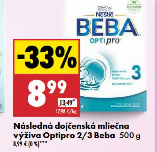 Beba Následná dojčenská mliečna výživa Optipro 3