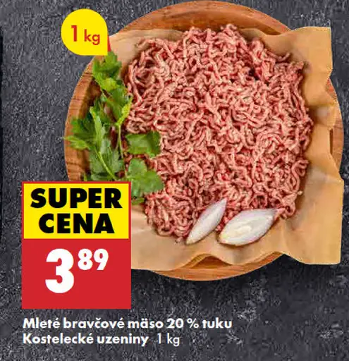 Mleté bravčové mäso 20 % tuku Kostelecké uzeniny