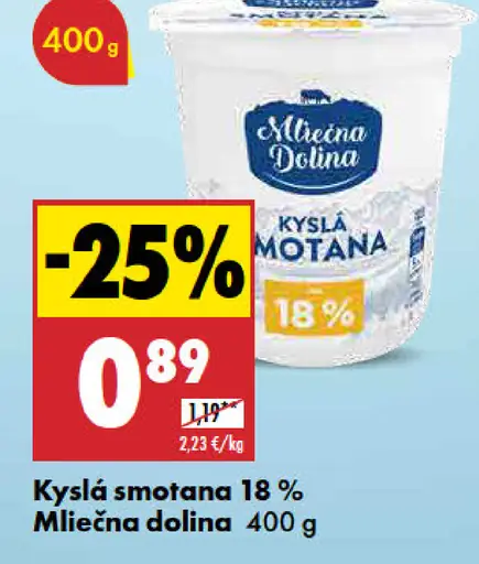 Mliečna Dolina kyslá smotana 18 %