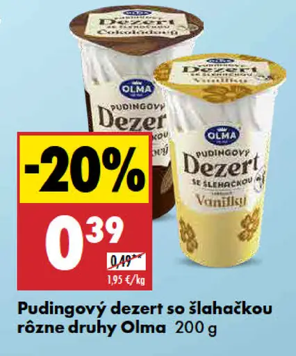 Olma Pudingový dezert so šľahačkou
