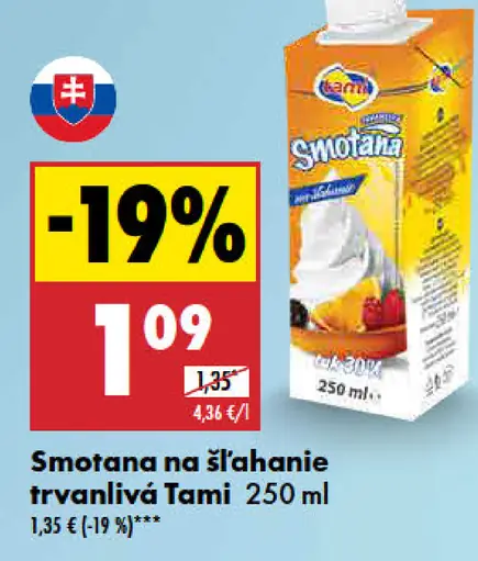 Smotana na šľahanie trvanlivá Tami