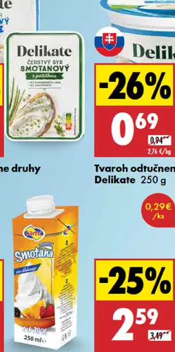 Tvaroh odtučnený rozotierateľný Delikate