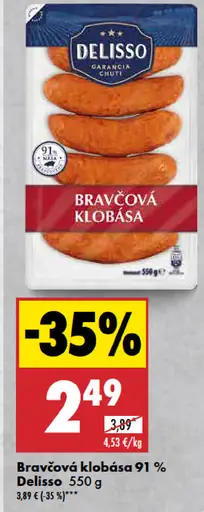 Delisso Bravčová klobása 91%