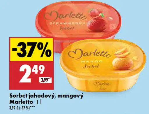 Marletto Sorbet jahodový, mangový