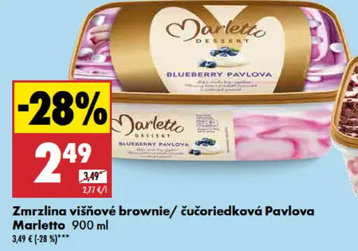 Marletto zmrzlina višňové brownie/čučoriedková Pavlova