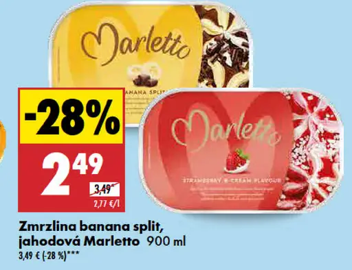 Marletto Zmrzlina banana split, jahodová