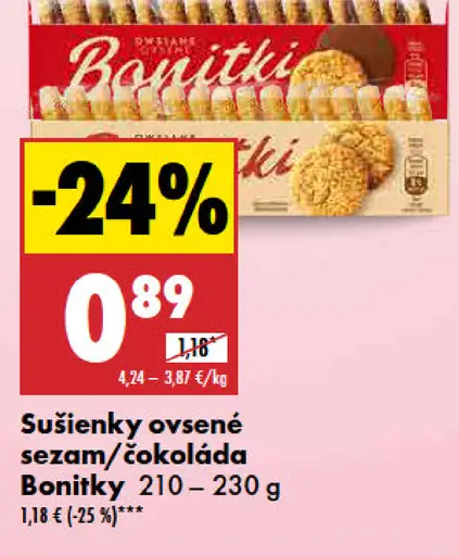 Bonitki Sušienky ovsené mliečna čokoláda/sezam