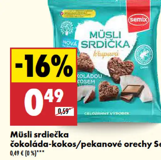 Semix Müsli srdiečka čokoláda-kokos/pekanové orechy