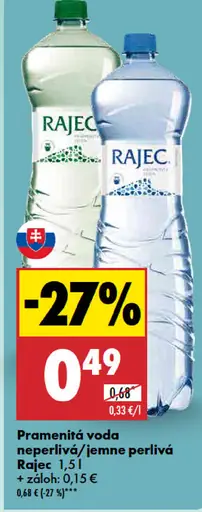Rajec Pramenitá voda neperlivá/jemne perlivá