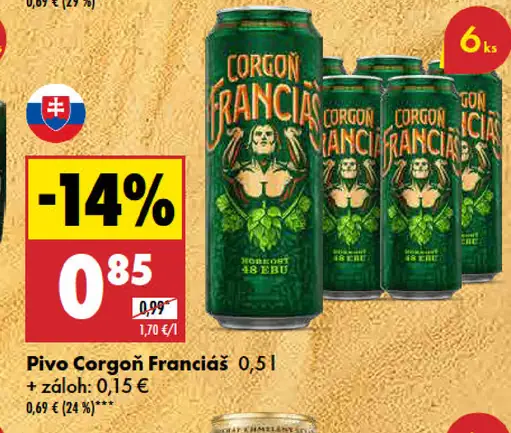 Pivo Corgoň Franciáš plechovka