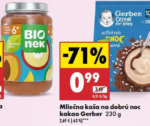 Gerber mliečna kaša na dobrú noc kakao