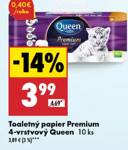Queen Toaletný papier Premium 4-vrstvový