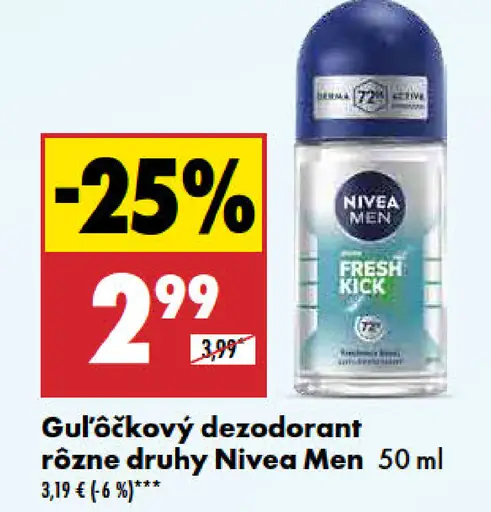 Nivea Men guľôčkový dezodorant