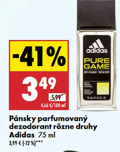 Pánsky parfumovaný dezodorant rôzne druhy Adidas