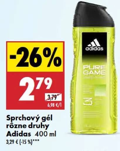 Sprchový gél rôzne druhy Adidas