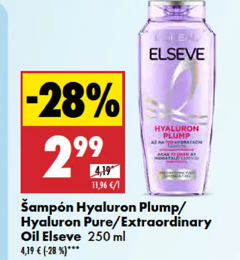 Šampón Hyaluron Plump/Hyaluron Pure/Extraordinary Oil Elseve