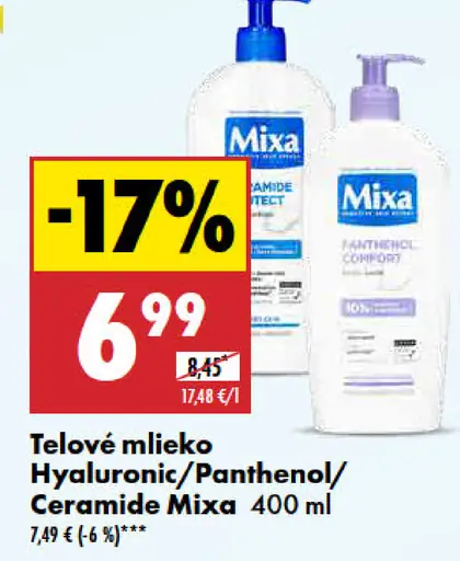 Mixa telové mlieko Hyaluronic/Panthenol/Ceramide