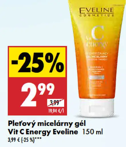 Eveline pleťový micelárny gél Vit C Energy