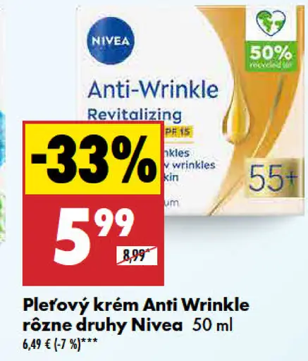 Nivea pleťový krém Anti Wrinkle rôzne druhy