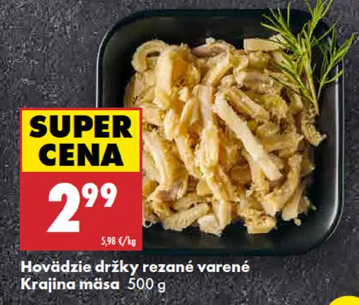 Hovädzie držky rezané varené