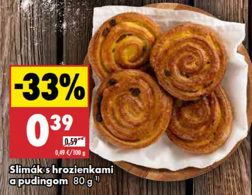 Slimák s hrozienkami a pudingom