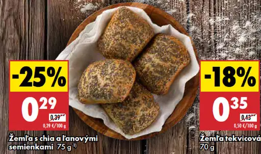 Žemľa s chia a ľanovými semienkami