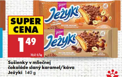 Jeżyki Sušienky v mliečnej čokoláde slaný karamel/káva