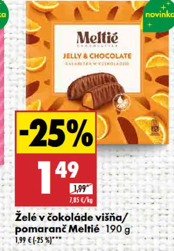 Meltie Želé v čokoláde višňa/pomaranč