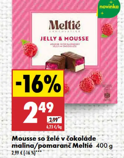 Meltie Mousse so želé v čokoláde malina/pomaranč