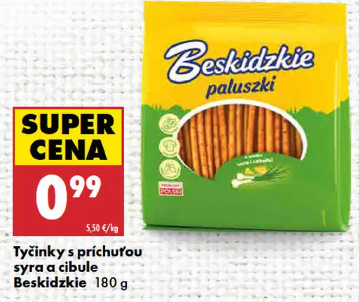 Beskidzkie tyčinky s príchuťou syra a cibule