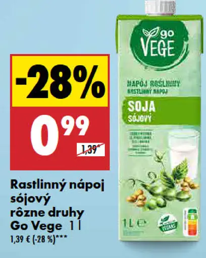 Go Vege Rastlinný nápoj sójový rôzne druhy