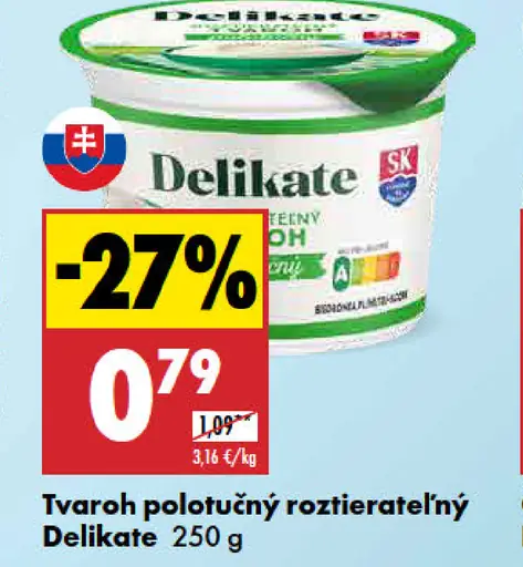 Delikate Tvaroh polotučný roztierateľný