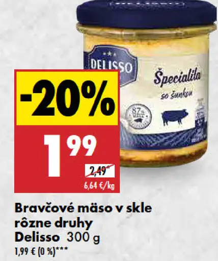 Delisso Bravčové mäso v skle