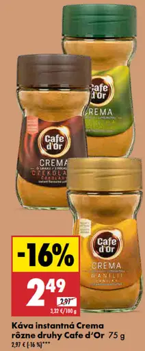 Cafe d'Or Káva instantná Crema rôzne druhy