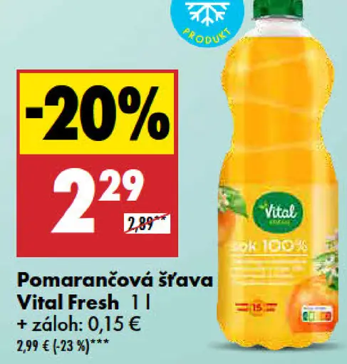 Pomarančová šťava Vital Fresh