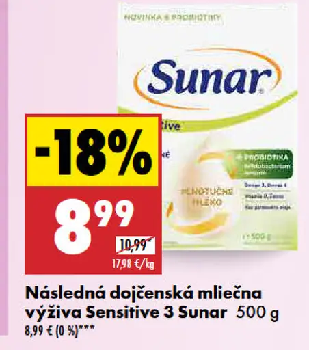 Sunar Následná dojčenská mliečna výživa Sensitive 3