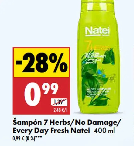 Natei šampón 7 Herbs/No Damage/Every Day Fresh